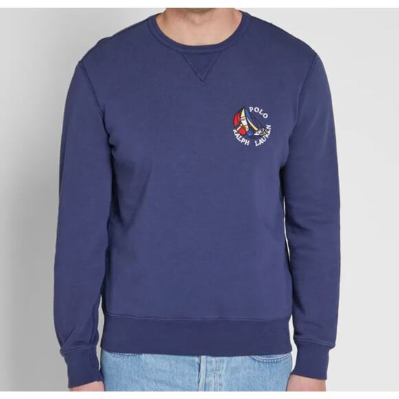 Vtg Polo Ralph Lauren Nautical Crew Sweatshirt XL Embroidered Sailing Preppy - Picture 1 of 16